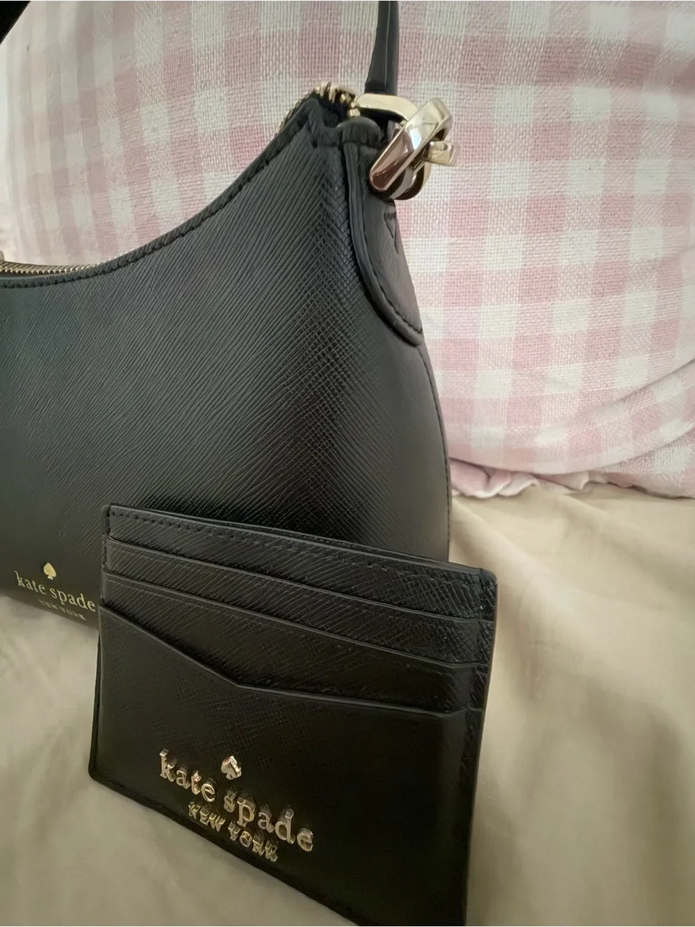 kate spade Black Leather Bag with Card Holder
